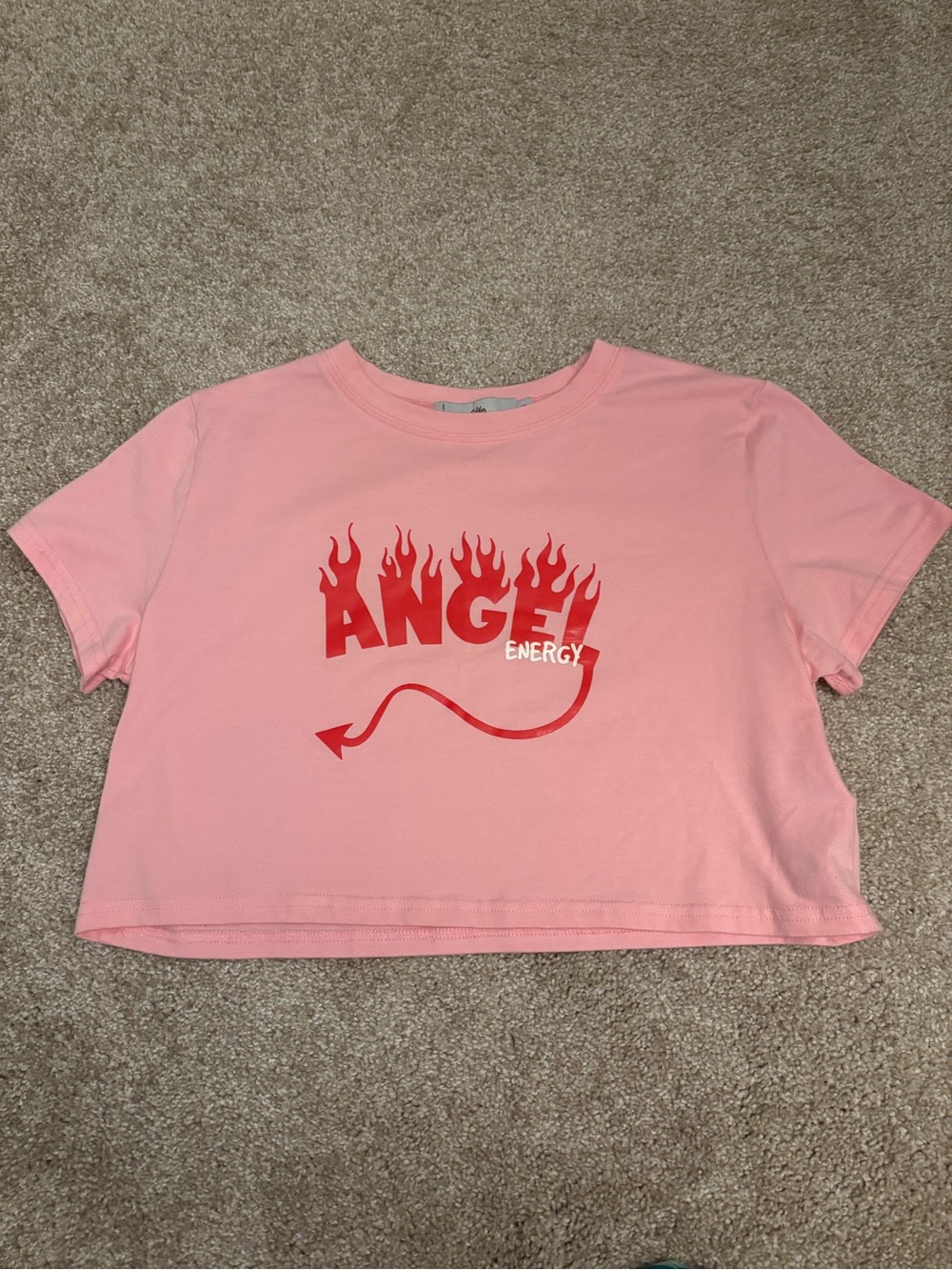 Pink “Angel Energy” Graphic Crop Top